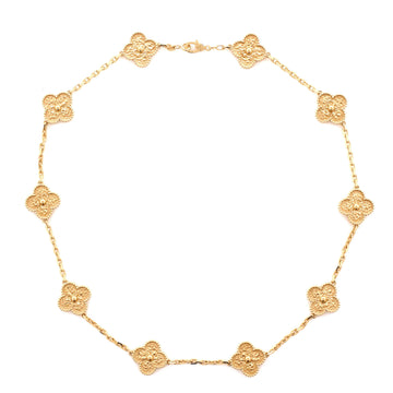 Van Cleef & Arpels Vintage Alhambra 10 Motifs Necklace 18K Yellow Gold