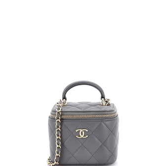 Chanel Classic Top Handle Vanity Case with Chain Quilted Lambskin Mini