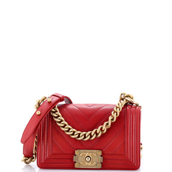 Chanel Boy Flap Bag Chevron Caviar Small