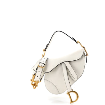 Christian Dior Saddle Handbag with Strap Leather Mini