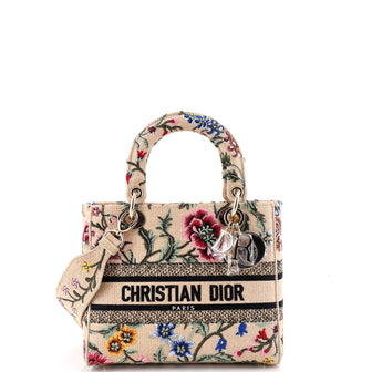 Christian Dior Lady D-Lite Bag Embroidered Raffia Medium