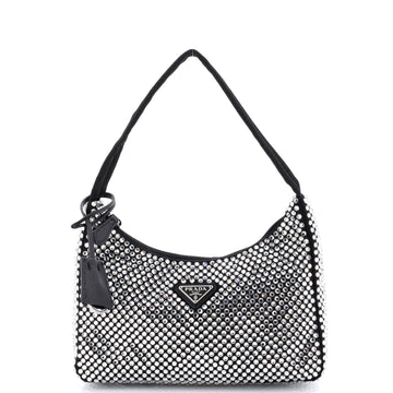 Prada Re-Edition 2000 Hobo Crystal Embellished Satin Mini