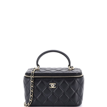 Chanel Classic Top Handle Vanity Case with Chain Quilted Lambskin Small