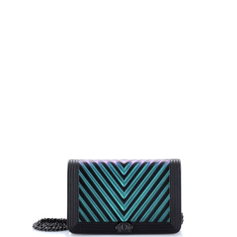 Chanel Boy Wallet on Chain Chevron Painted Calfskin