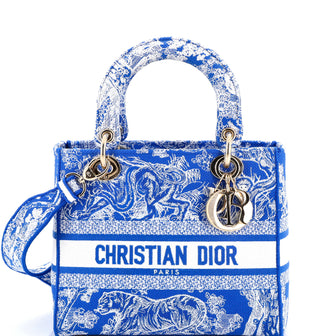 Christian Dior Lady D-Lite Bag Embroidered Canvas Medium