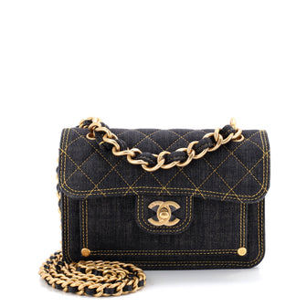 Chanel Double You CC Flap Bag Quilted Denim Medium