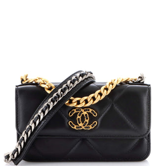 Chanel 19 Flap Phone Holder with Chain Quilted Lambskin