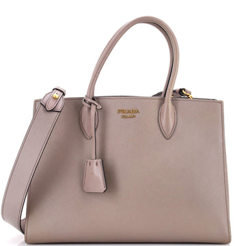Prada Side Pleat Tote Saffiano Leather Large