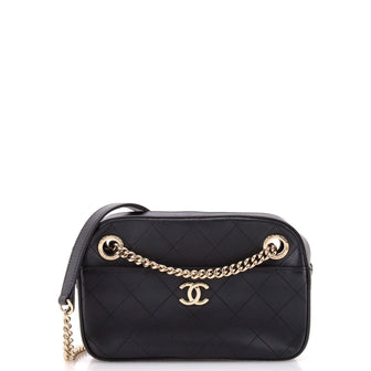 Chanel Camera Case Bag Quilted Calfskin with Striped Grosgrain Small