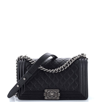 Chanel Boy Flap Bag Quilted Caviar Old Medium