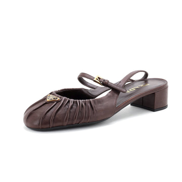 Prada Women's Mary Jane Slingback Pumps Ruched Leather