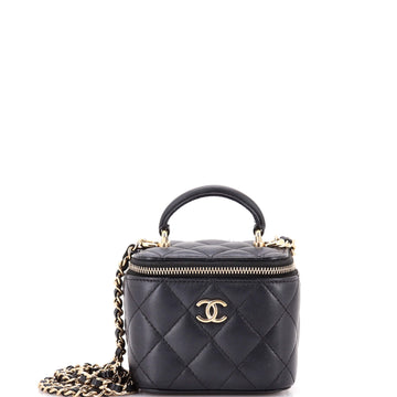 Chanel Classic Top Handle Vanity Case with Chain Quilted Lambskin Mini