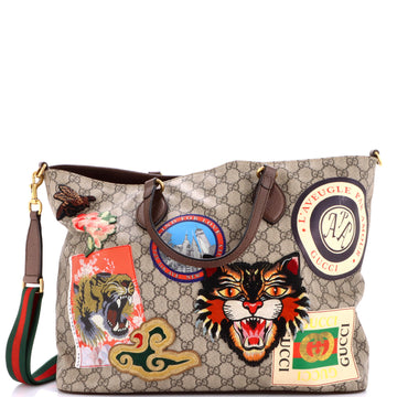 Gucci Courrier Convertible Soft Open Tote GG Coated Canvas with Applique Large