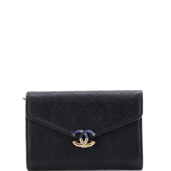 Chanel Thread Around Flap Wallet Quilted Caviar Compact
