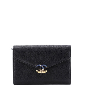 Chanel Thread Around Flap Wallet Quilted Caviar Compact