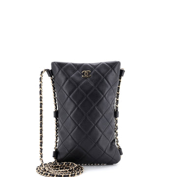 Chanel Chain Around Flat Phone Holder Crossbody Quilted Lambskin
