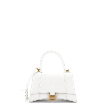 Balenciaga Hourglass Top Handle Bag Crocodile Embossed Leather Small