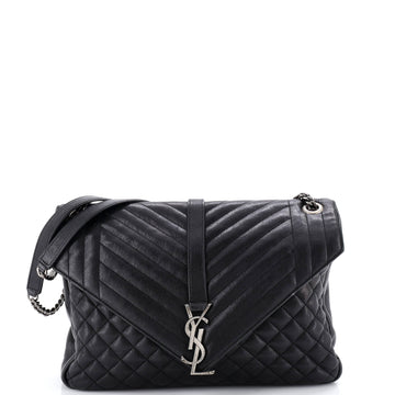 Saint Laurent Classic Monogram Slouchy Envelope Satchel Mixed Matelasse Leather Large
