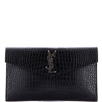 Saint Laurent Uptown Pouch Crocodile Embossed Leather