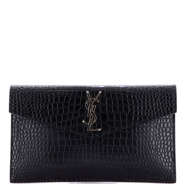 Saint Laurent Uptown Pouch Crocodile Embossed Leather