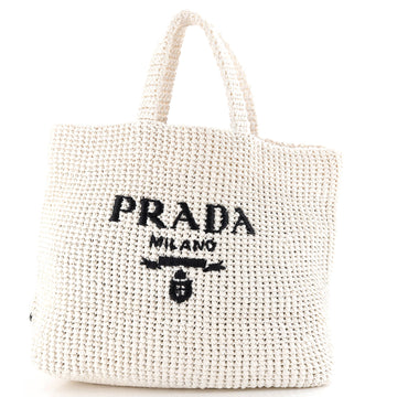 Prada Logo Tote Raffia Large