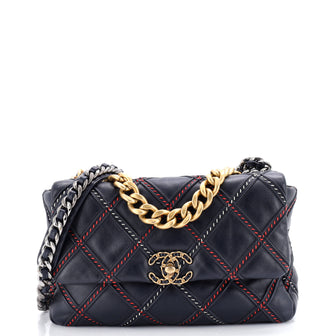 Chanel 19 Flap Bag Quilted Stitched Lambskin Large