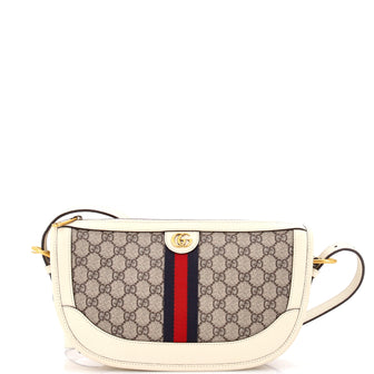 Gucci Ophidia Curved Zip Shoulder Bag GG Coated Canvas with Leather Large
