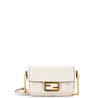 Fendi Baguette NM Bag Zucca Embossed Leather Mini