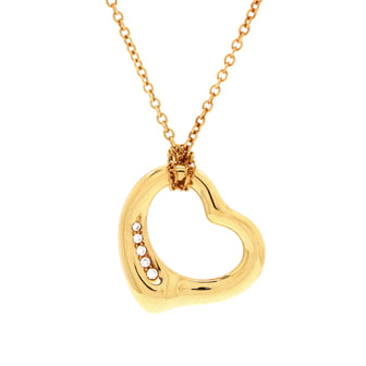 Tiffany & Co. Elsa Peretti Open Heart 5 Diamonds Pendant Necklace 18K Yellow Gold and Diamonds