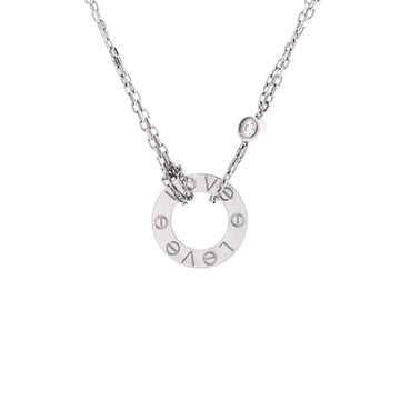 Cartier 2 Diamonds Love Pendant Necklace 18K White Gold with Diamonds