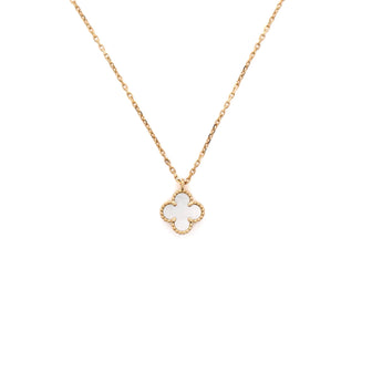 Van Cleef & Arpels Sweet Alhambra Pendant Necklace 18K Yellow Gold and Mother of Pearl