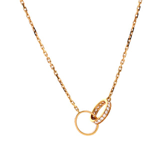 Cartier Love Interlocking Necklace 18K Yellow Gold and Diamonds