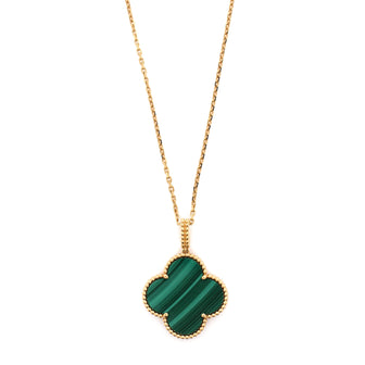 Van Cleef & Arpels Magic Alhambra Pendant Necklace 18K Yellow Gold and Malachite