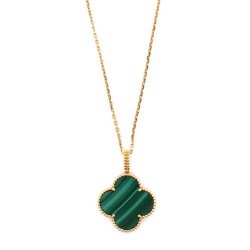 Van Cleef & Arpels Magic Alhambra Pendant Necklace 18K Yellow Gold and Malachite