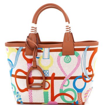 Hermes Sac Steeple Tote Printed Toile with Leather 25