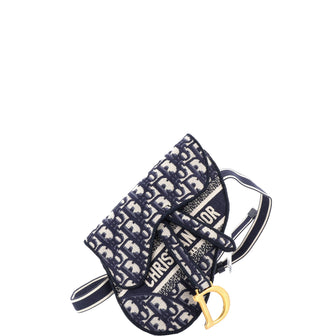Christian Dior Saddle Belt Bag Logo Embroidered Oblique Canvas
