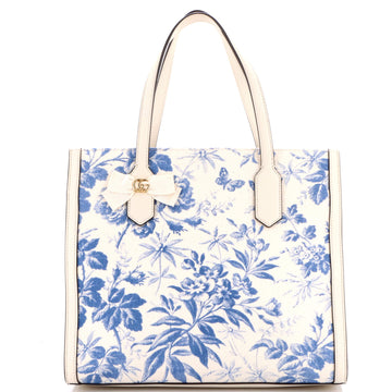 Gucci GG Ribbon Tote Coated Printed Canvas Medium