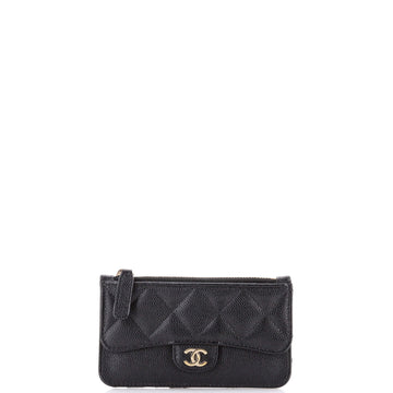 Chanel Flap Zip Card Holder Quilted Caviar