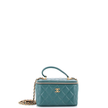Chanel Classic Top Handle Vanity Case with Chain Quilted Lambskin Small