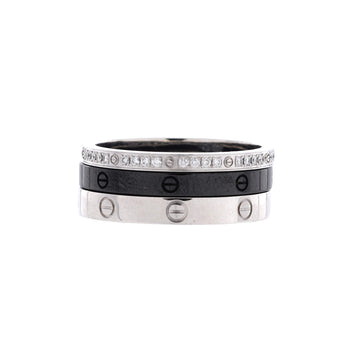Cartier Love Band 3 Ring Set 18K White Gold, Diamonds, and Ceramic