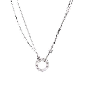 Cartier 2 Diamonds Love Pendant Necklace 18K White Gold with Diamonds