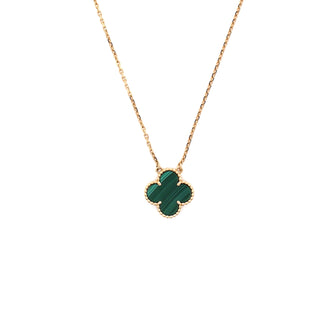 Van Cleef & Arpels Vintage Alhambra Pendant Necklace 18K Yellow Gold and Malachite