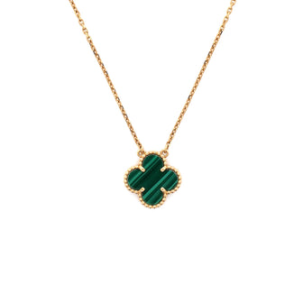 Van Cleef & Arpels Vintage Alhambra Pendant Necklace 18K Yellow Gold and Malachite