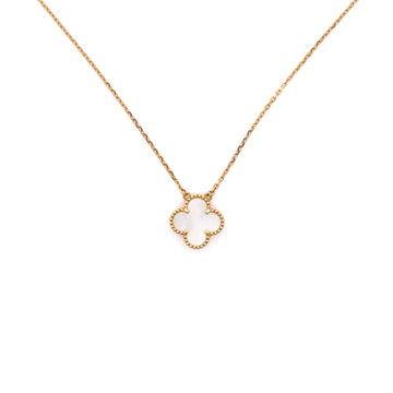 Van Cleef & Arpels Vintage Alhambra Pendant Necklace 18K Yellow Gold and Mother of Pearl