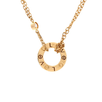 Cartier 2 Diamonds Love Pendant Necklace 18K Yellow Gold and Diamonds