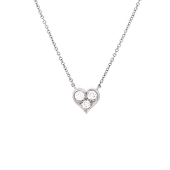 Tiffany & Co. Heart 3 Diamond Pendant Necklace Platinum with Diamonds