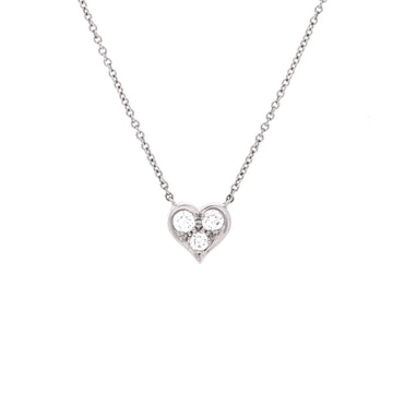 Tiffany & Co. Heart 3 Diamond Pendant Necklace Platinum with Diamonds