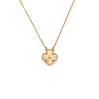 Van Cleef & Arpels Vintage Alhambra Pendant Necklace Guilloche 18K Yellow Gold