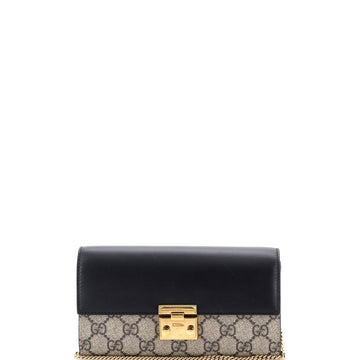 Gucci Padlock Continental Chain Wallet GG Coated Canvas and Leather Long