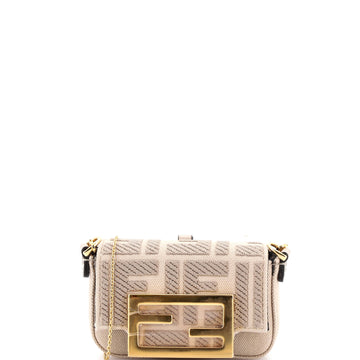 Fendi Chain Baguette Charm Bag Zucca Canvas Nano